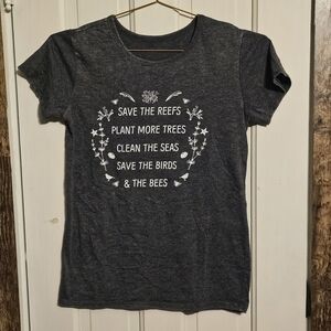 Heather Charcoal Graphic Tee - Save the Reefs Eco Message